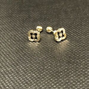 Gold Tone Flower Stud Earrings